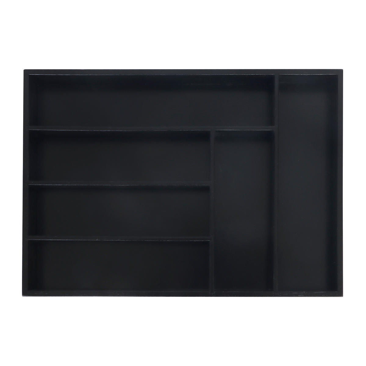 BESTECKKASTEN Bambus - Schwarz, Holz/Holzwerkstoff (35.5/5/25.5cm) - Relaxdays