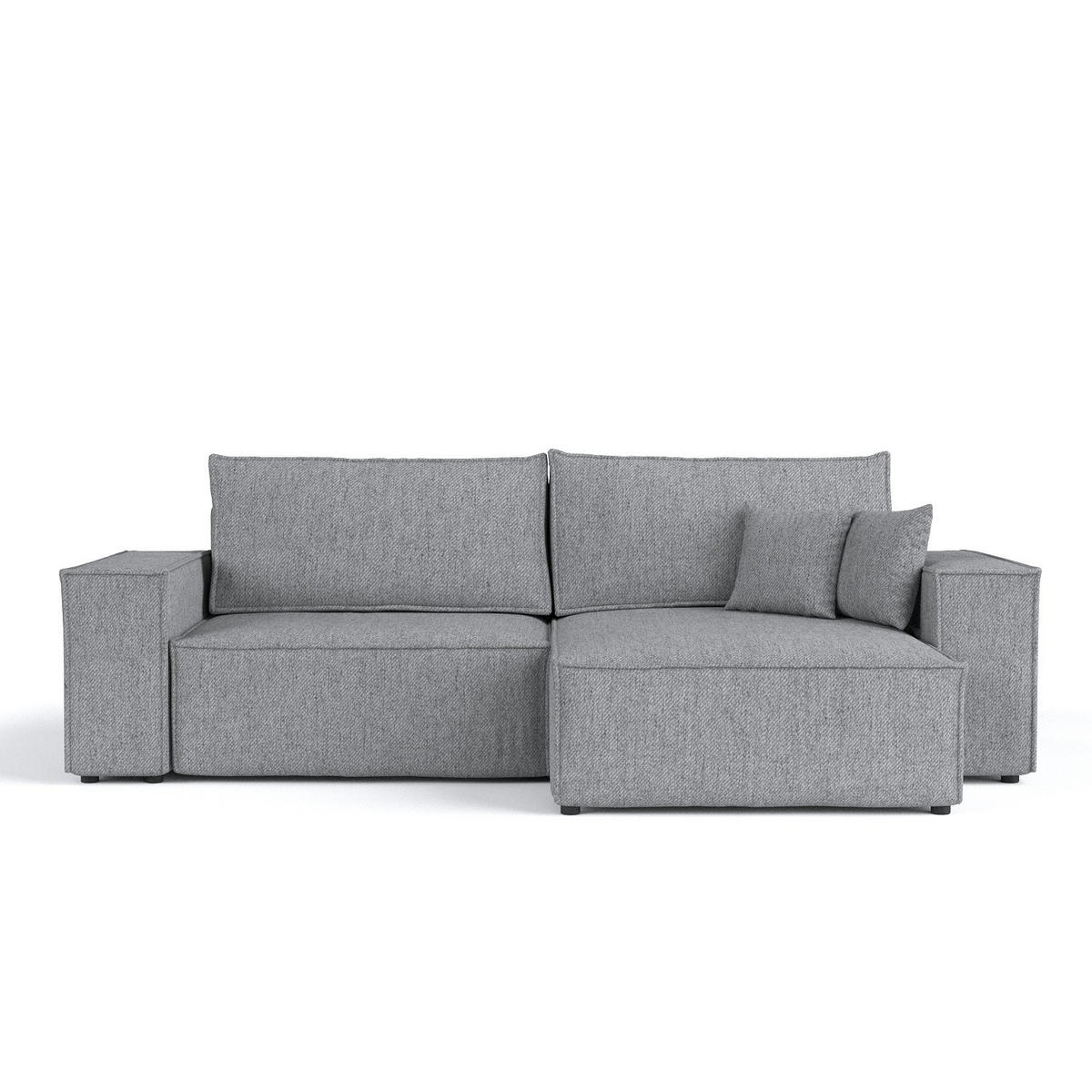 ECKSOFA CAVO mit Schlaffunktion Grau im Neve Stoff - Schwarz/Grau, Holz/Holzwerkstoff (255/148cm) - AltaBeds