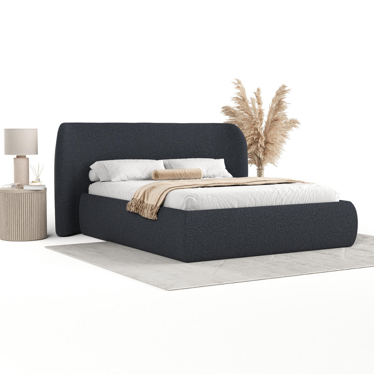 POLSTERBETT Bellano mit Stauraum 200/200 cm Anthrazit im Riva Stoff - Anthrazit/Schwarz, Holz/Holzwerkstoff (200/200cm) - AltaBeds