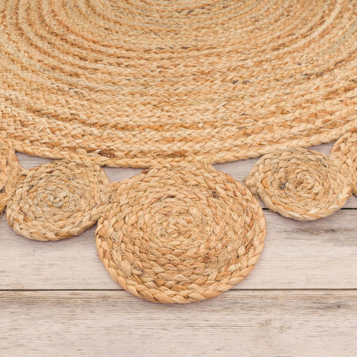 FLACHWEBETEPPICH Cutout Natur Ø 100 cm - Naturfarben, Naturmaterialien (100/100cm) - TT Home
