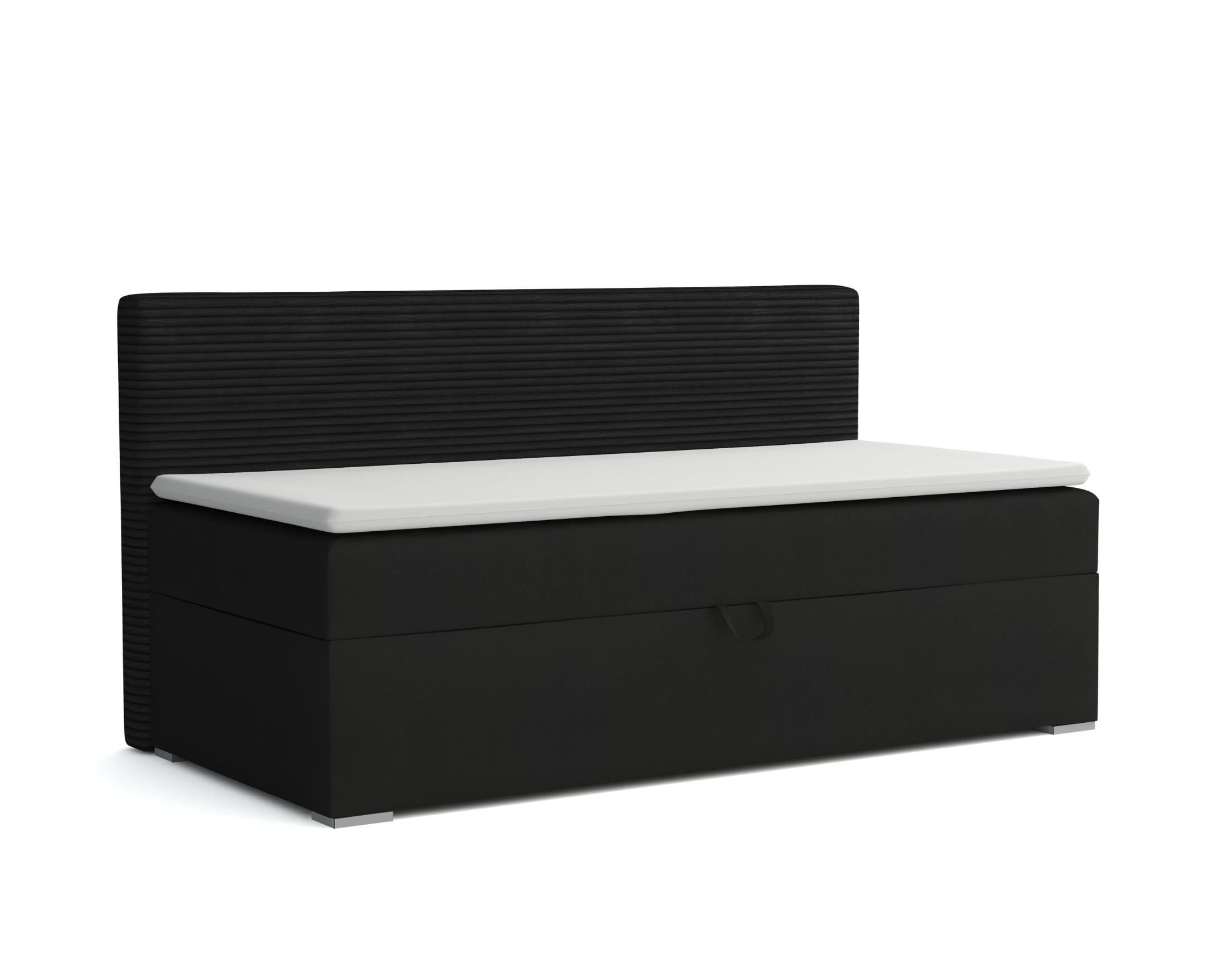 BOXBETT MATI 90/200 Schwarz mit Taschen-Federkernmatratze H4 - Schwarz, Holz/Holzwerkstoff (90/200cm) - Deine Möbel 24
