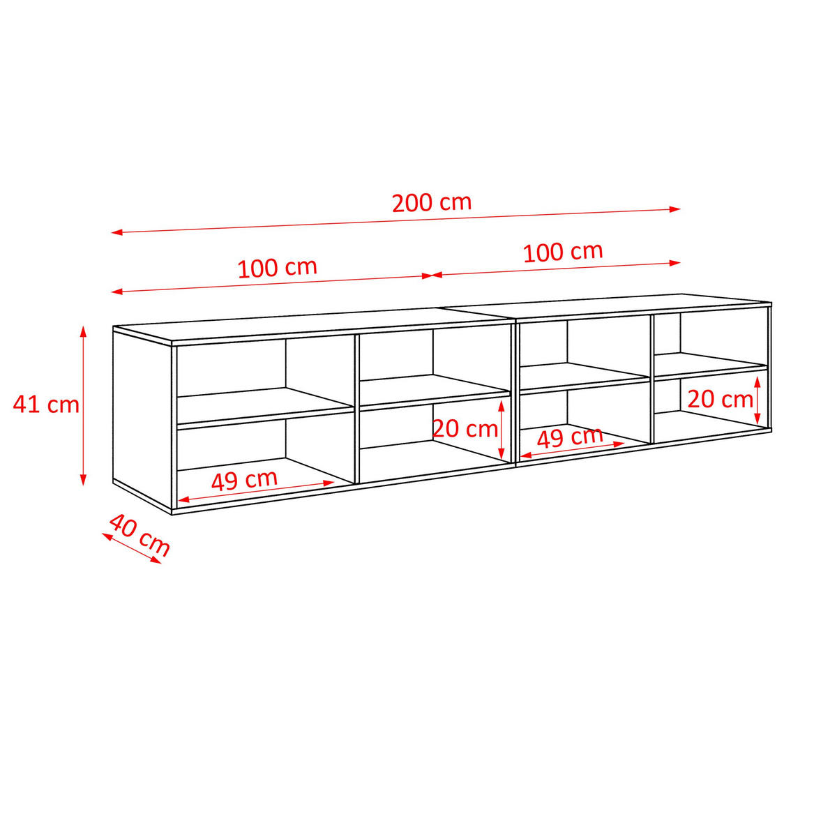 TV-SCHRANK CORA - Eiche Artisan, Holzwerkstoff (200/41/40cm) - Meblini