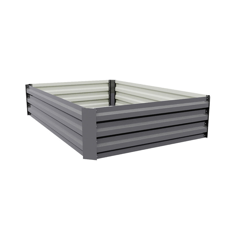 HOCHBEET-PFLANZKASTEN aus verzinktem Stahl in Grau Creme Quadratische für Garten Balkon 120x90x30cm 5,2 kg - Grau, Metall (90/30/120cm) - Livingandhome