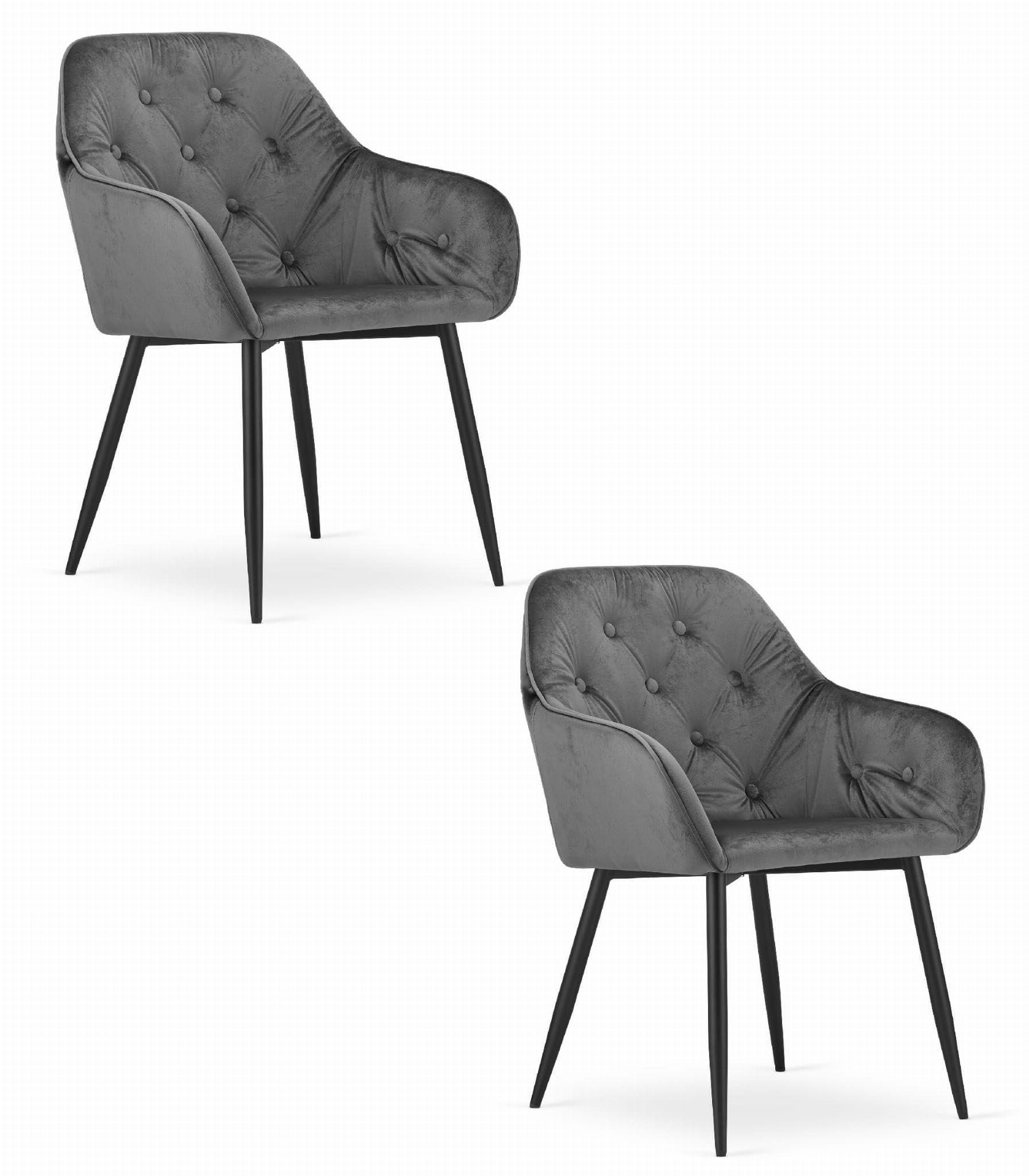 ESSZIMMERSTUHL 2er Set Graues Velours, gepolsterte Rückenlehne, bequemer Sitz - Grau, Textil (38/81/43cm) - Best For Home