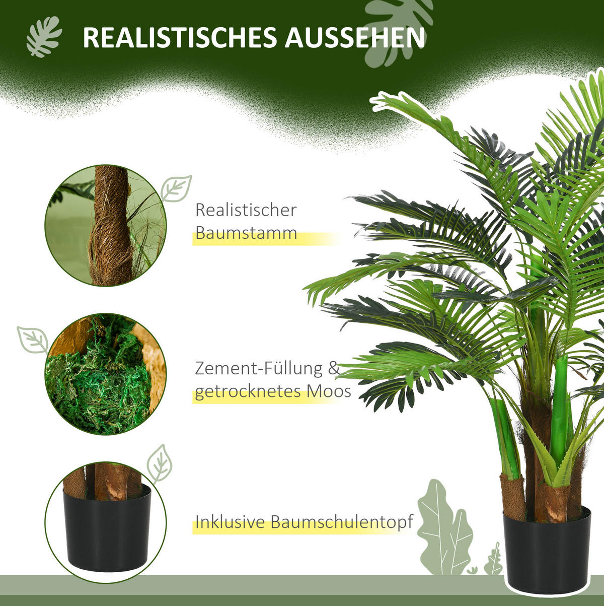 KUNSTPFLANZEN 16/16/100 cm grün aus Kunststoff mit flexiblem Wuchs - Grün, Kunststoff (100cm) - OKWISH