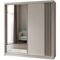 SCHWEBETÜRENSCHRANK Nela II 200/216/61 weiß mit Schubladen - Schwarz/Weiß, Holzwerkstoff (200/216/61cm) - Beautysofa