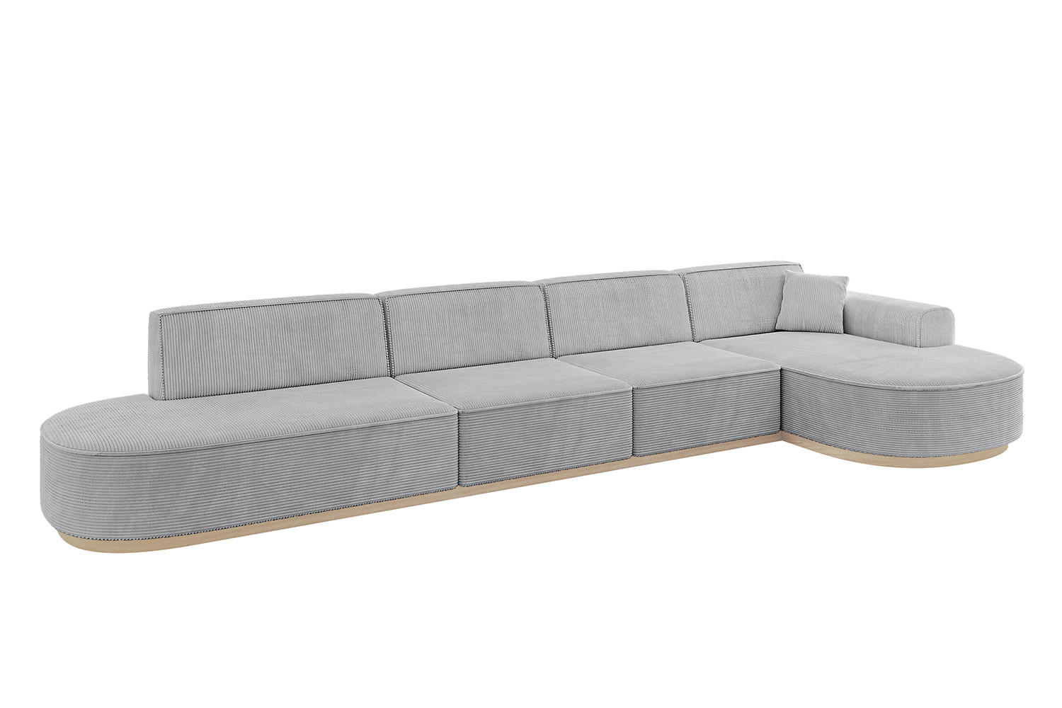 ECKSOFA Ottomane Rechts MARI-L3-v1 - 413x171x83 cm Grau Cord - Grau, Holzwerkstoff/Textil (171/413cm) - ALTDECOR