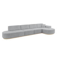 ECKSOFA Ottomane Rechts MARI-L3-v1 - 413x171x83 cm Grau Cord - Grau, Holzwerkstoff/Textil (171/413cm) - ALTDECOR