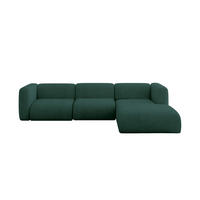 ECKSOFA Ottomane Rechts MIRA-L2 318x179x89 Grün Velours - Dunkelgrün/Schwarz, Holzwerkstoff/Kunststoff (318/179cm) - ALTDECOR