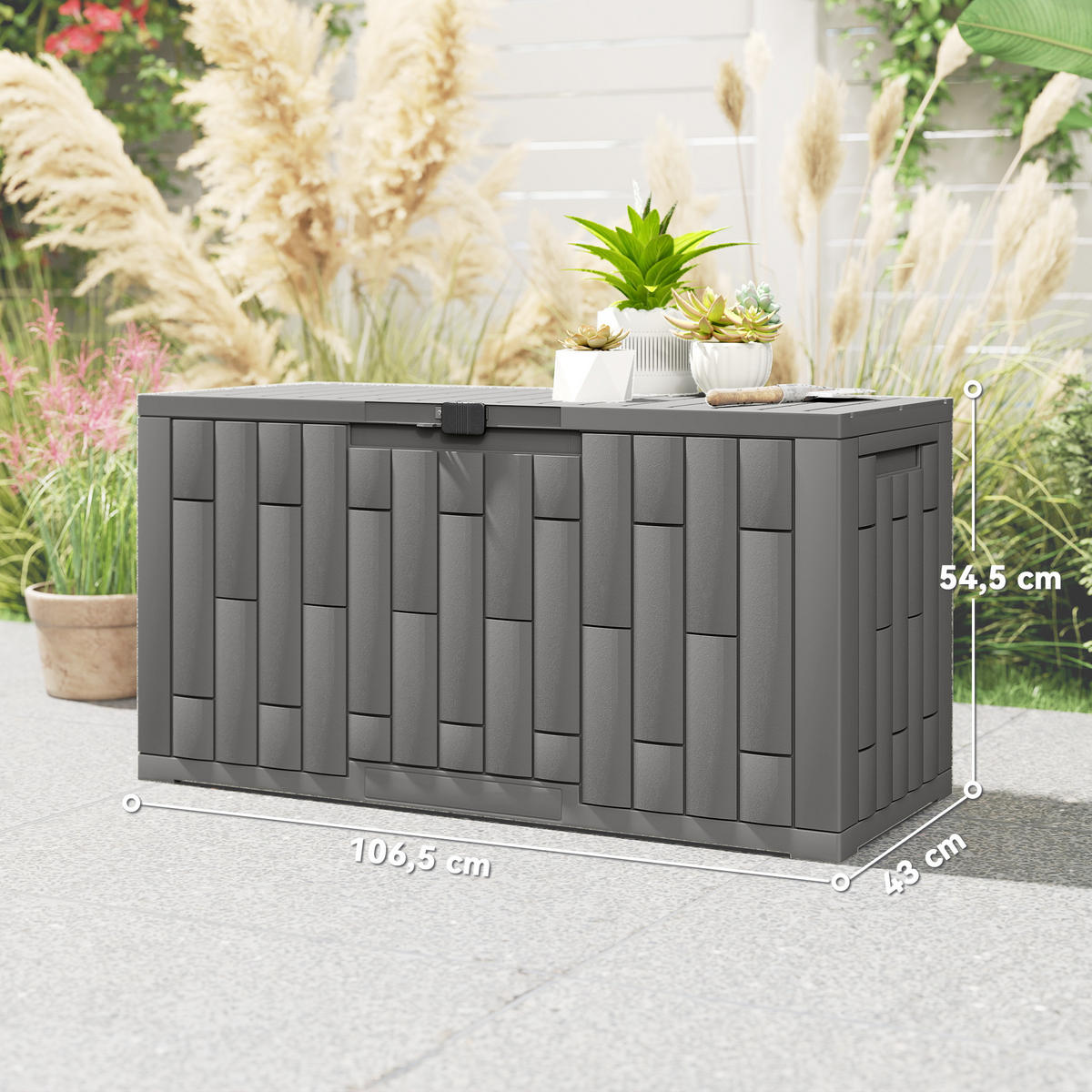 GARTENBOX Kunststoff Grau - Grau, Kunststoff (43/54.5/106.5cm) - Outsunny