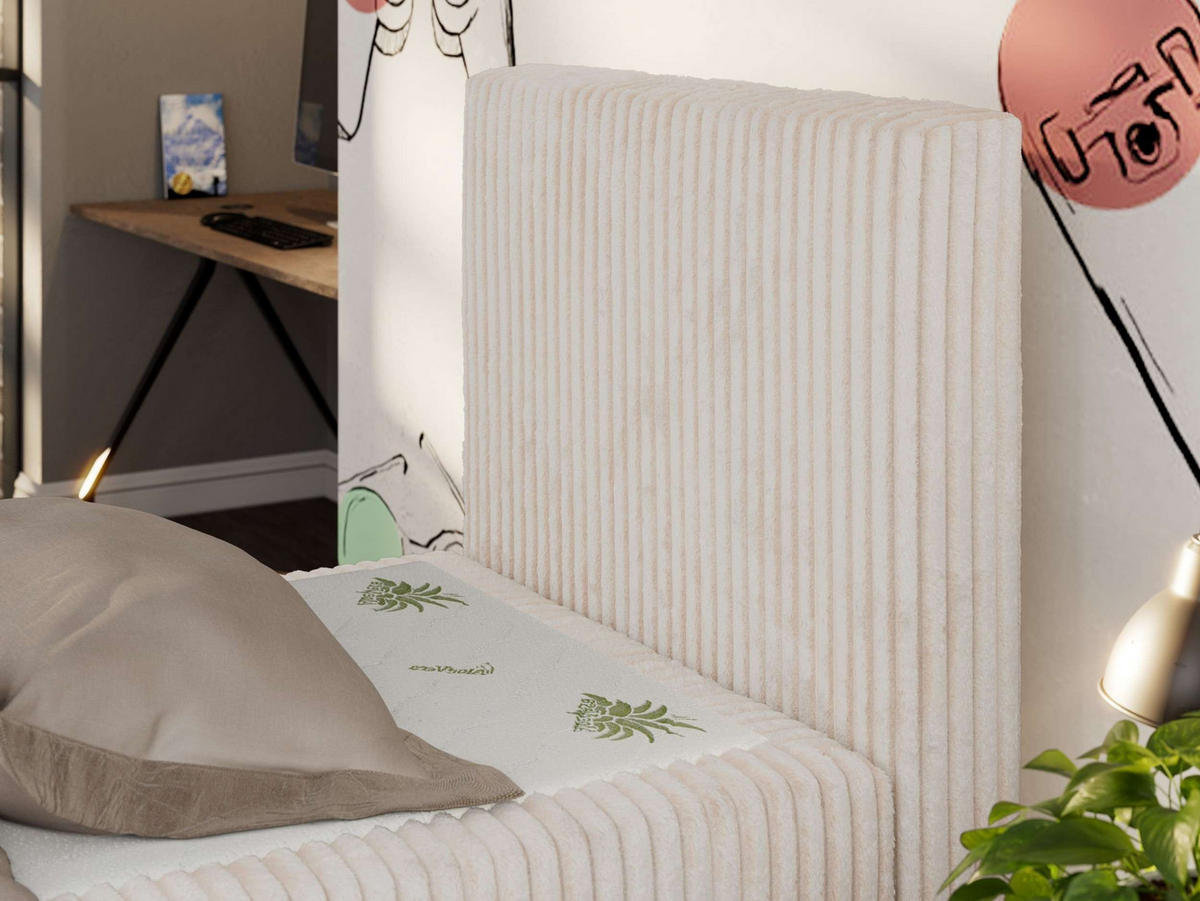 MLÁDEŽNÍ POSTEL TILIO DUO 90/200 - Béžová Manšestr - H3 - Pravá - béžová, textil (90/200cm) - MKS