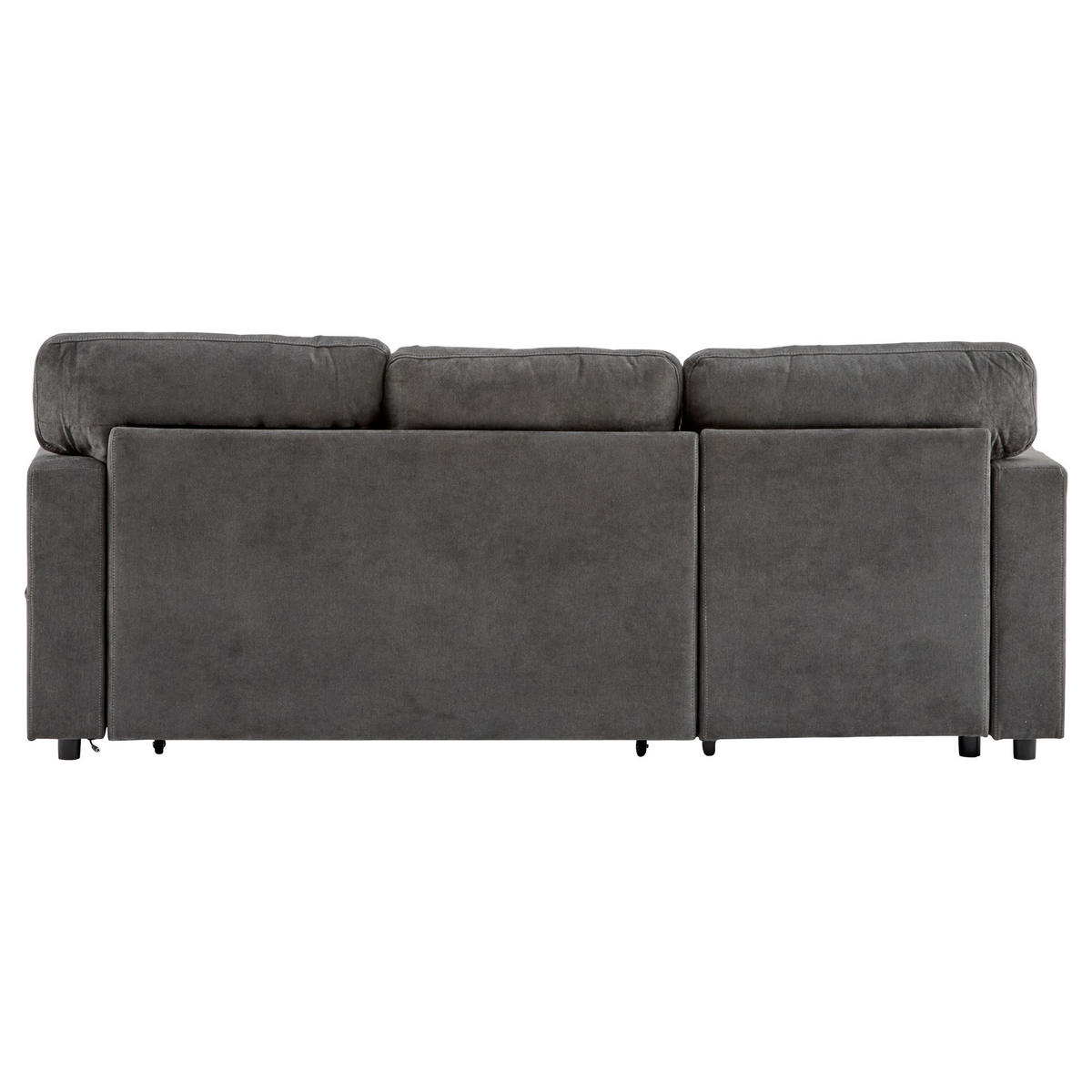 ECKECKSCHLAFSOFA Oxford-Stoff mit USB-Anschluss und Stauraum Dunkelgrau 214/131/87 cm - Dunkelgrau, Textil (87/131cm) - Redom