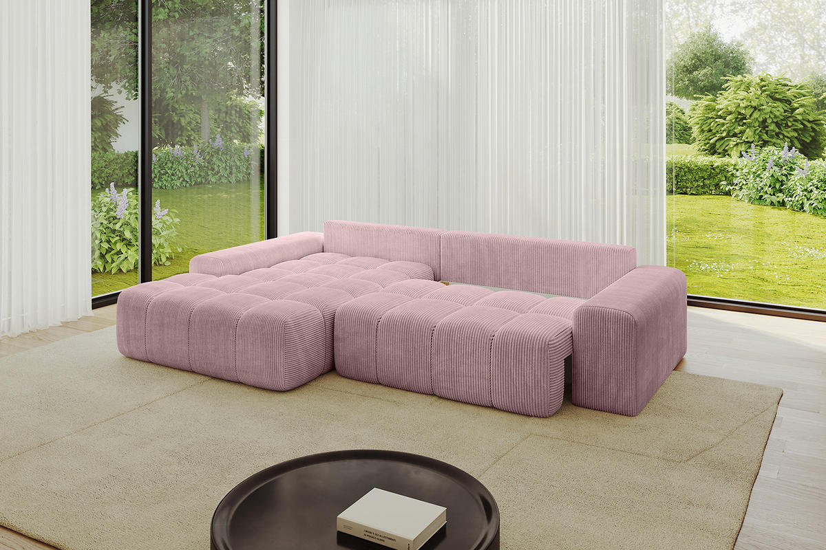 ECKSOFA Ottomane Links ENSI-L - 267x164x88 cm Rosa - Rosa, Holzwerkstoff/Kunststoff (267/164cm) - ALTDECOR