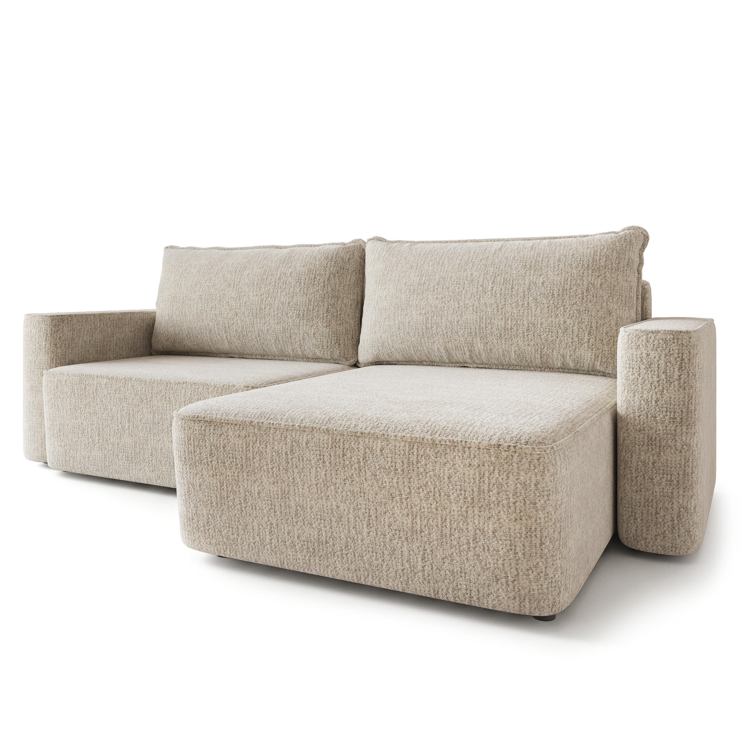 ECKSOFA BELISE BL Creme Chenille mit Schlaffunktion - Creme, Holz/Textil (252/162cm) - MASSENO