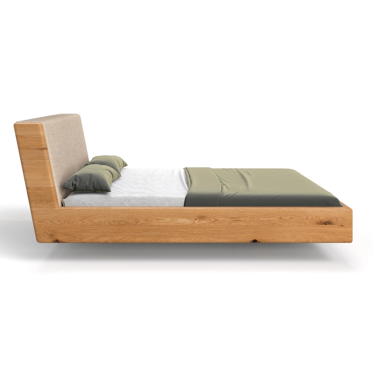 MASSIVHOLZBETT schwebend Aura Tilt aus Eiche 180x220 cm, Storm 06 (Beige) - Eichefarben/Braun, Holz (180/220cm) - Danzz