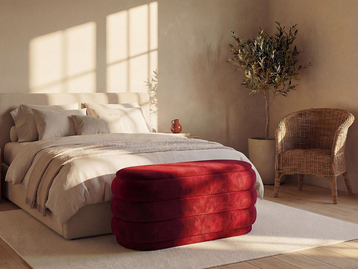 SITZBANK - 112 cmcm x 47 cmcm - Stoff, Samt - Rot - ECAMBI - Rot, Textil (112/49/47cm) - Vente-Unique