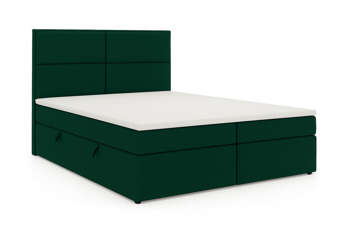 BOXSPRINGBETT AURORA mit Topper und Bettkasten, Grün, 200x200 cm - Grün, Textil (200/200cm) - KS Home Concept