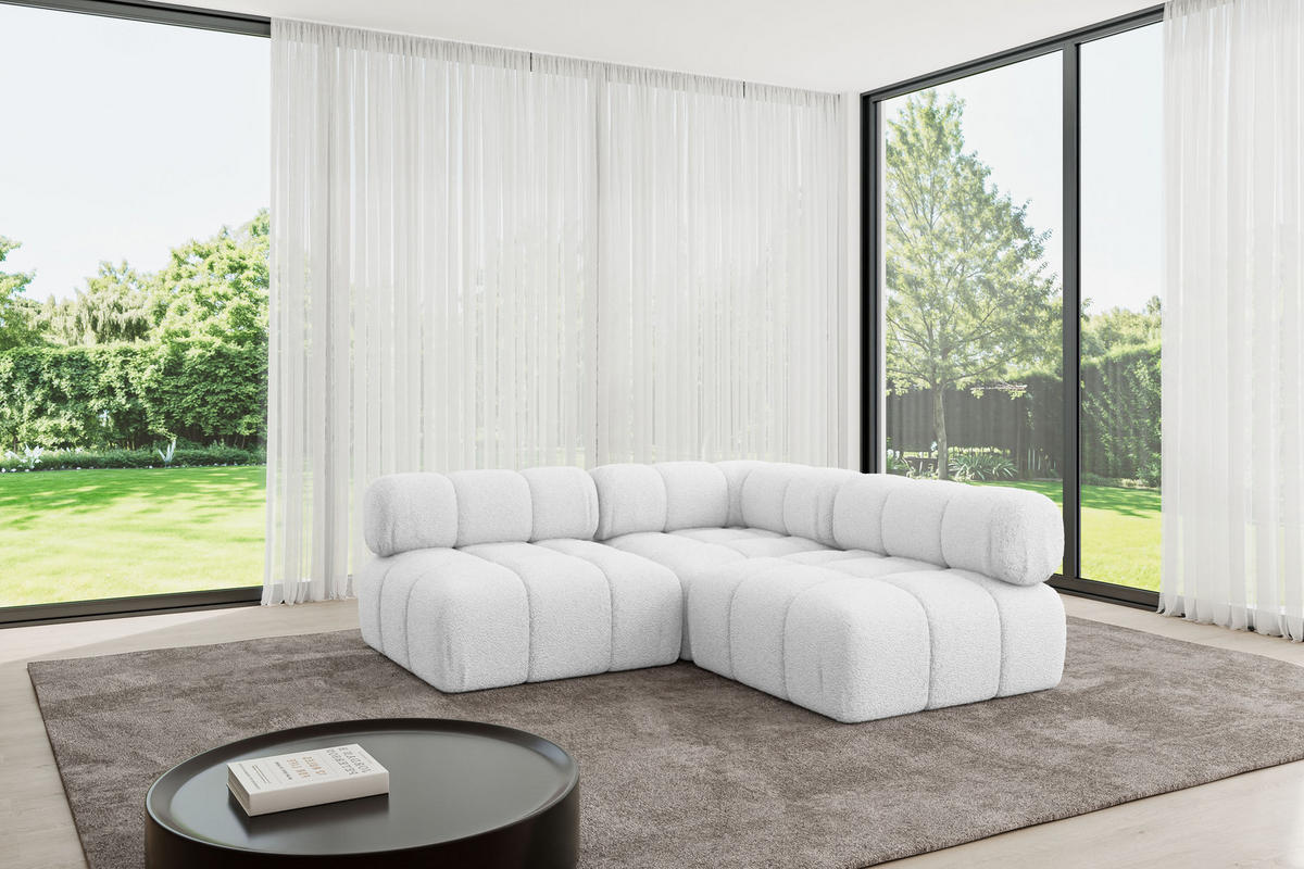 ECKSOFA modulares Sofa Samaro-L1 - 190x190x70 cm Weiß Bouclé - Weiß, Holzwerkstoff/Textil (190/190cm) - ALTDECOR