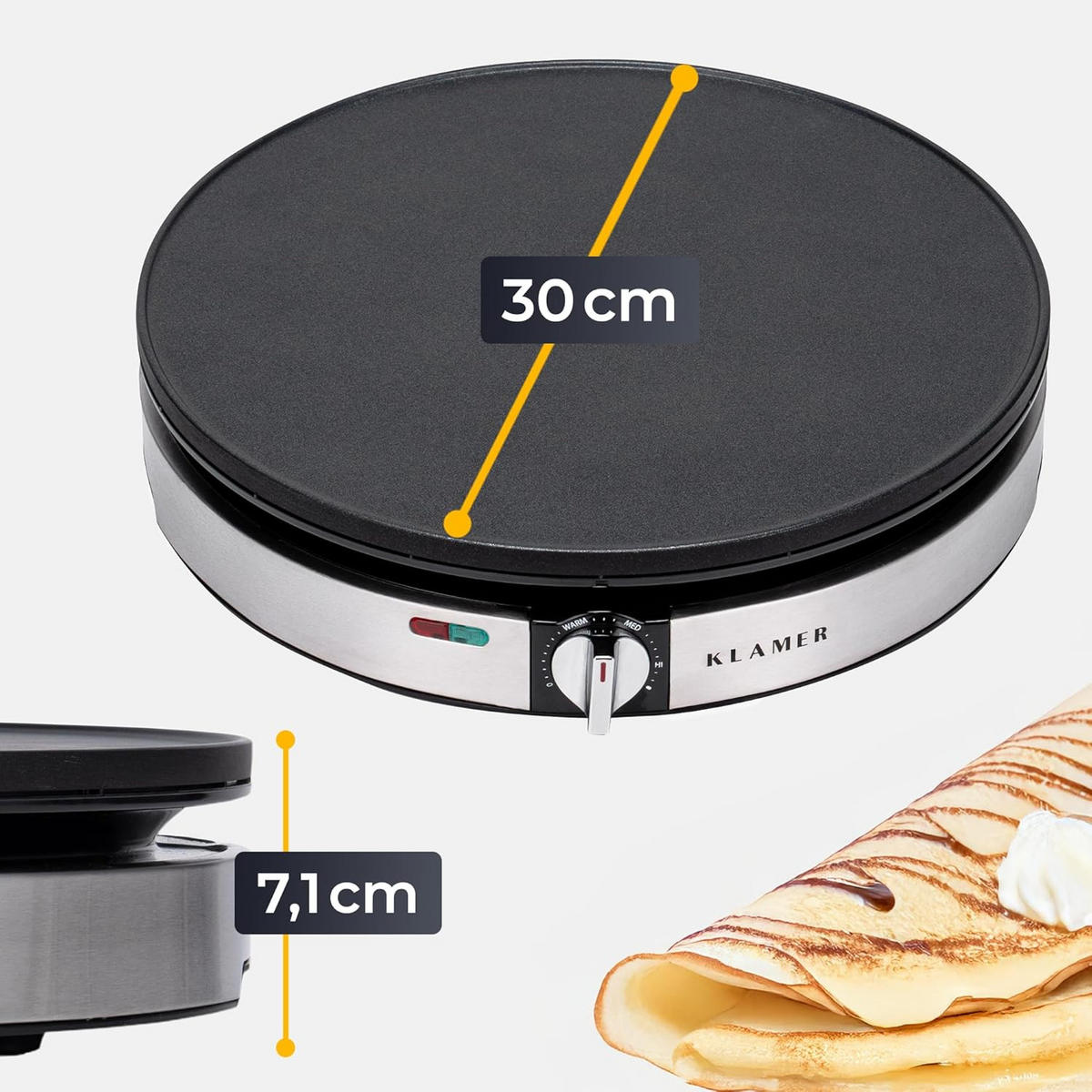 CREPE MAKER Elektrisch Edelstahl - Edelstahlfarben, Metall (30/30/7.1cm) - KLAMER
