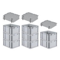 EUROBOX 8x Nextgen Economy Mit Auflagedeckel Grau/Schwarz Griffe Geschlossen - Schwarz, Kunststoff (30/22/40cm) - PROREGAL