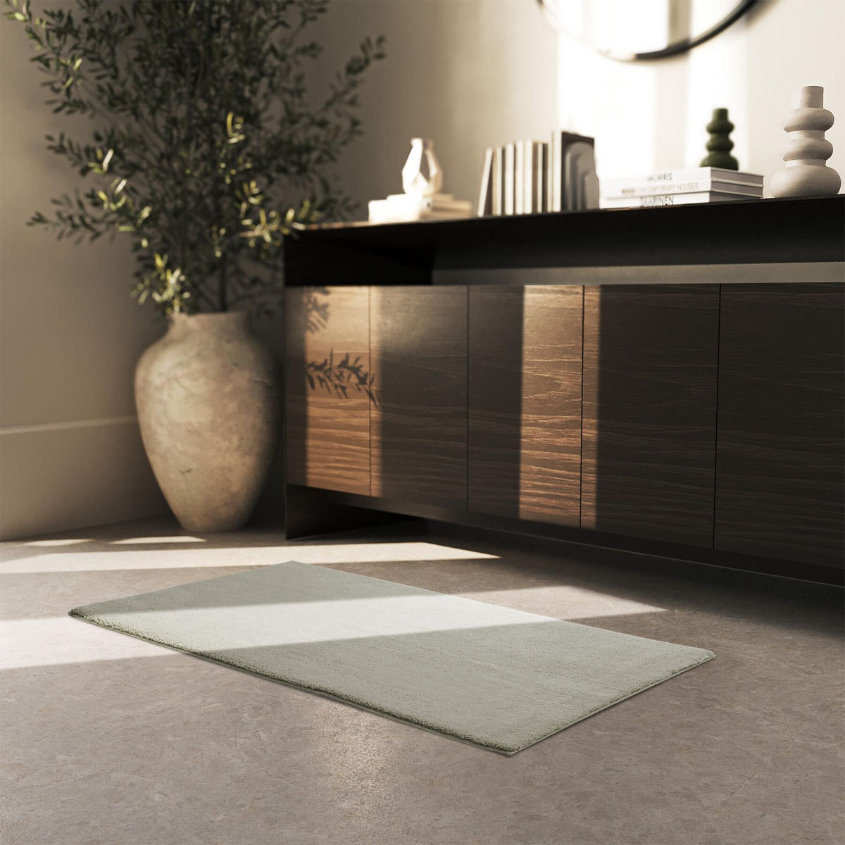 KURZFLORTEPPICH Soft Zone,rutschfeste Unterseite,Sand - Sandfarben, Kunststoff (110/60cm) - tectake