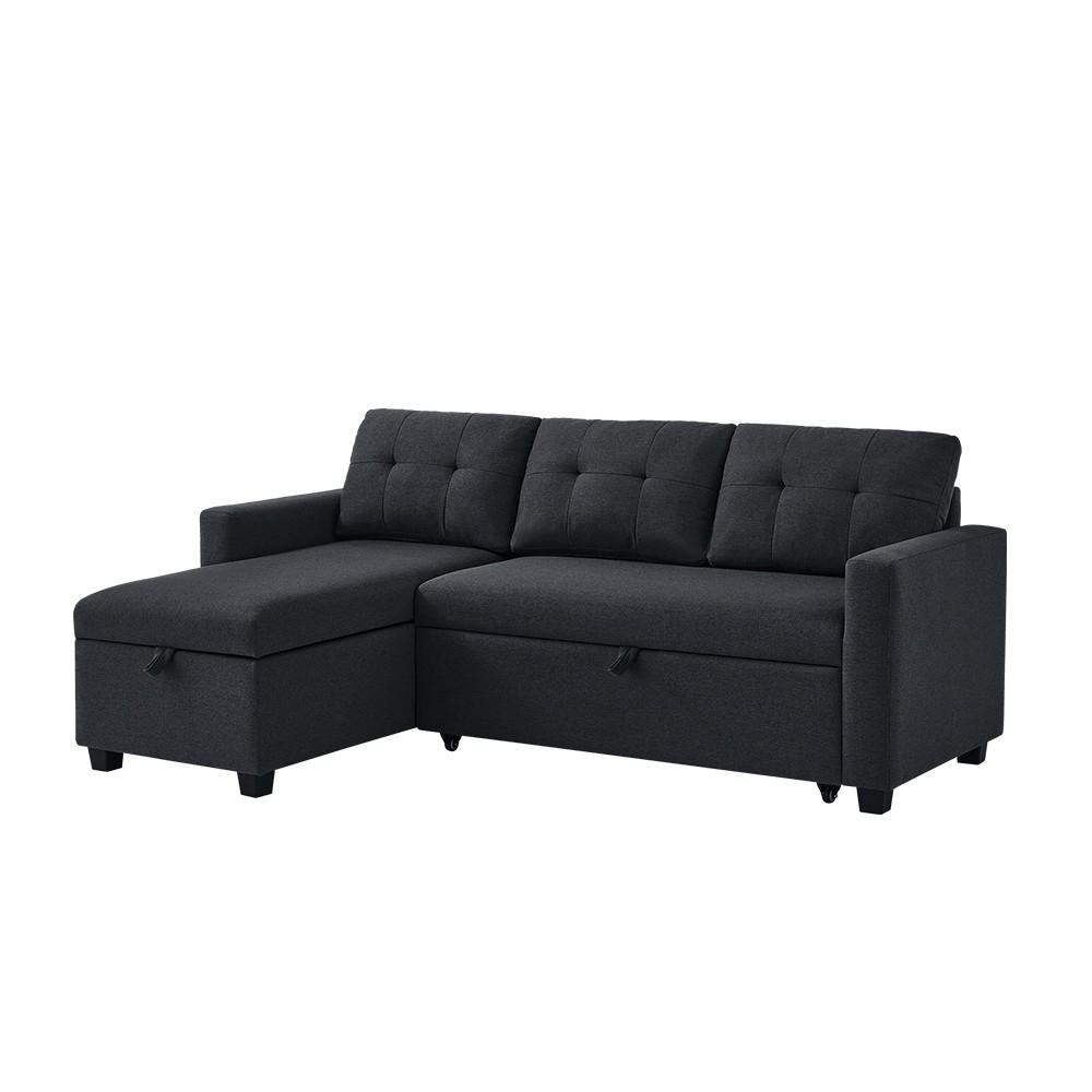 SOFA L FORM Campina Anthrazit 226 x 163 cm mit Schlaffunktion - Anthrazit, Holz (226/163cm) - VitaliSpa