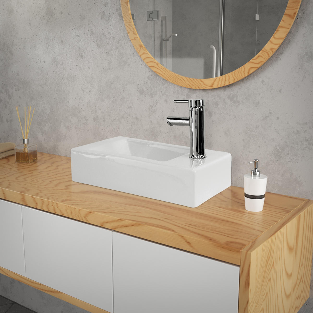 WASCHBECKEN - Weiß, Keramik (26/11/46cm) - ML-DESIGN