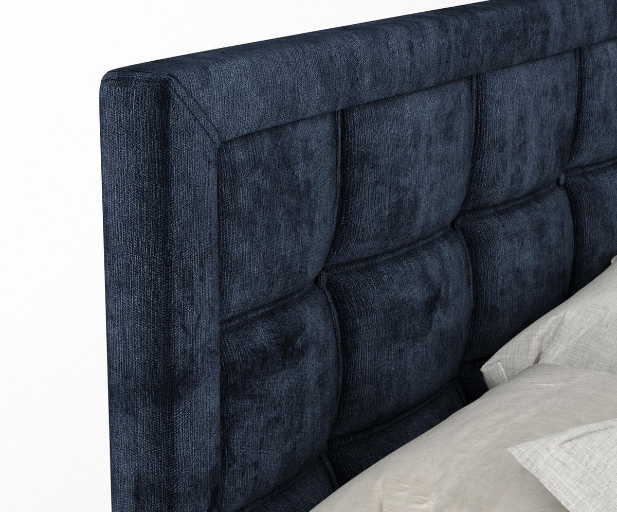 BOXSPRINGBETT Ambrosia Marineblau 180/200 cm - Schwarz/Dunkelblau, Holz/Holzwerkstoff (180/200cm) - Maison de Reve