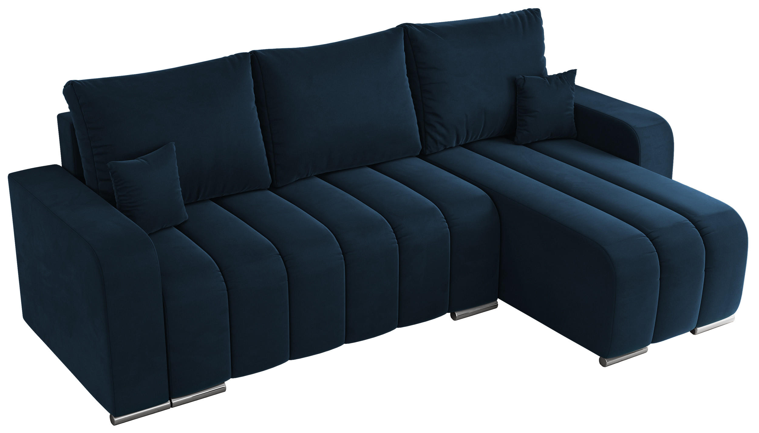 ECKSOFA KIRASSO L Dunkelblau Velvet - Dunkelblau/Grau, Textil (245/147cm) - MKS