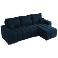ECKSOFA KIRASSO L Dunkelblau Velvet - Dunkelblau/Grau, Textil (245/147cm) - MKS