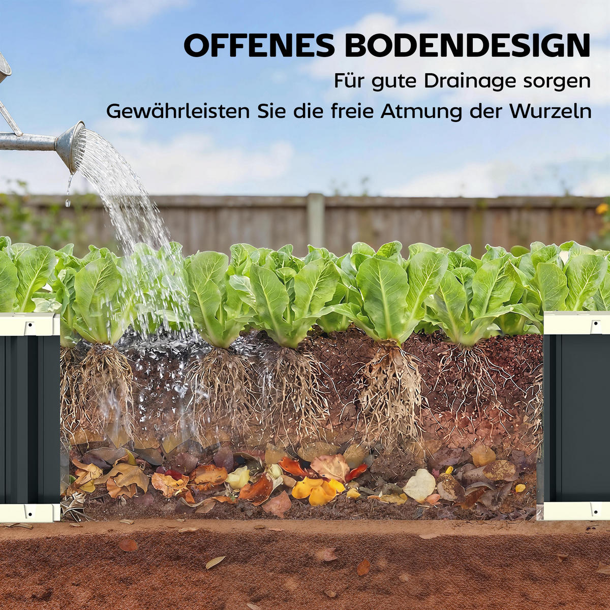 HOCHBEET Verzinkter Stahl Kunststoff Dunkelgrau 136/52/31 cm - Dunkelgrau, Metall (52/31/136cm) - Outsunny