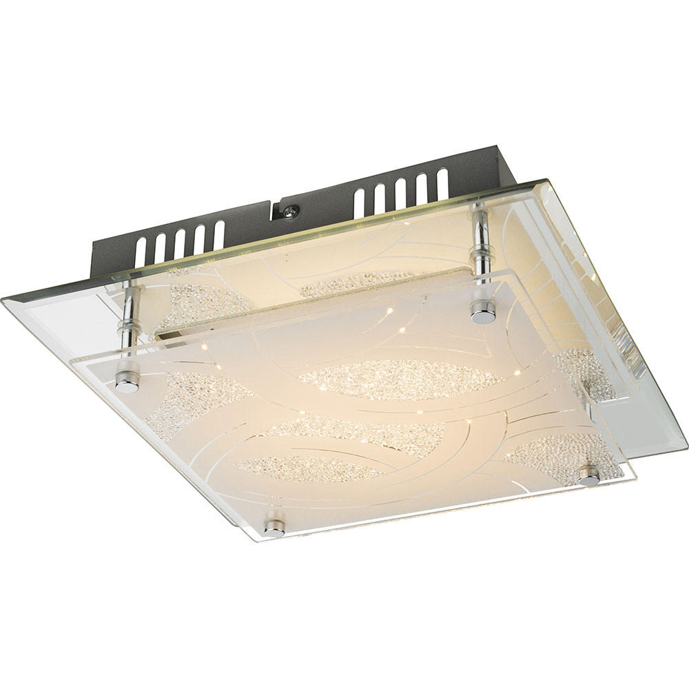 LED DECKENLEUCHTE NOIR II Weiß Glassatiniert - Weiß, Glas (26/26/7.6cm) - Globo Lighting