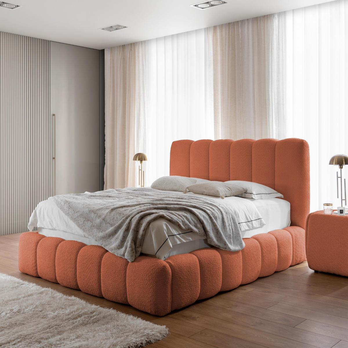 POLSTERBETT mit Stauraum 120x200 cm in Orange - Orange, Textil (120/200cm) - Home Collective