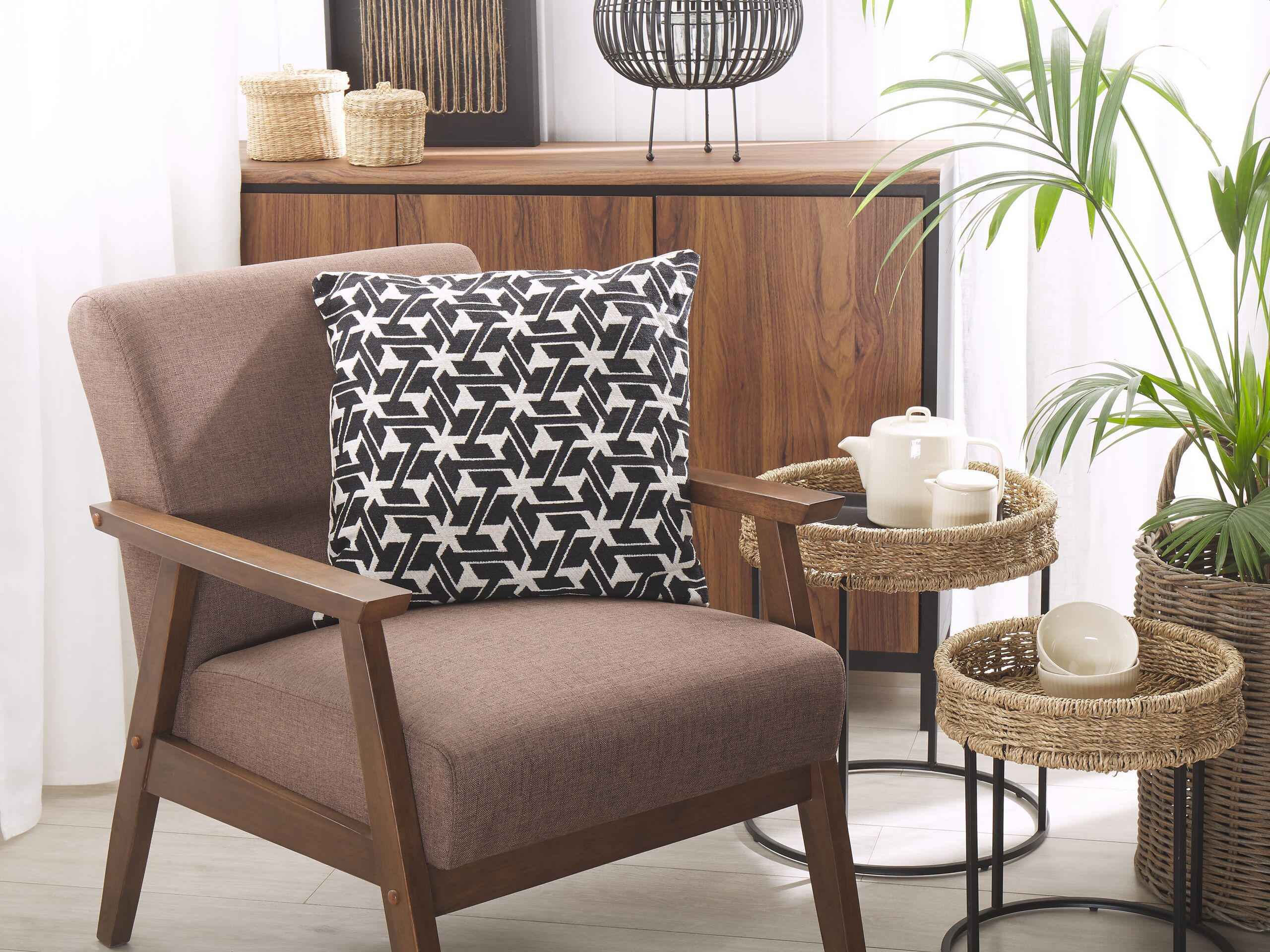 DEKOKISSEN 2er-Set Creme 45/45 cm Andirin - Creme, Naturmaterialien/Textil (45/45cm) - Beliani