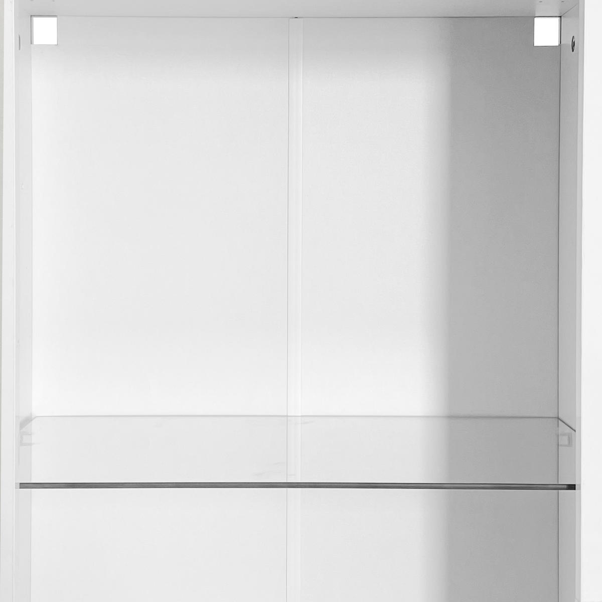VITRINE in Weiß Hochglanz-Vitrine mit LED-Beleuchtung, 3 Glasböden,fürs Wohn- oder Esszimmer, B55/T38/H166cm - Weiß, Glas/Holzwerkstoff (55/166/38cm) - STILVORA