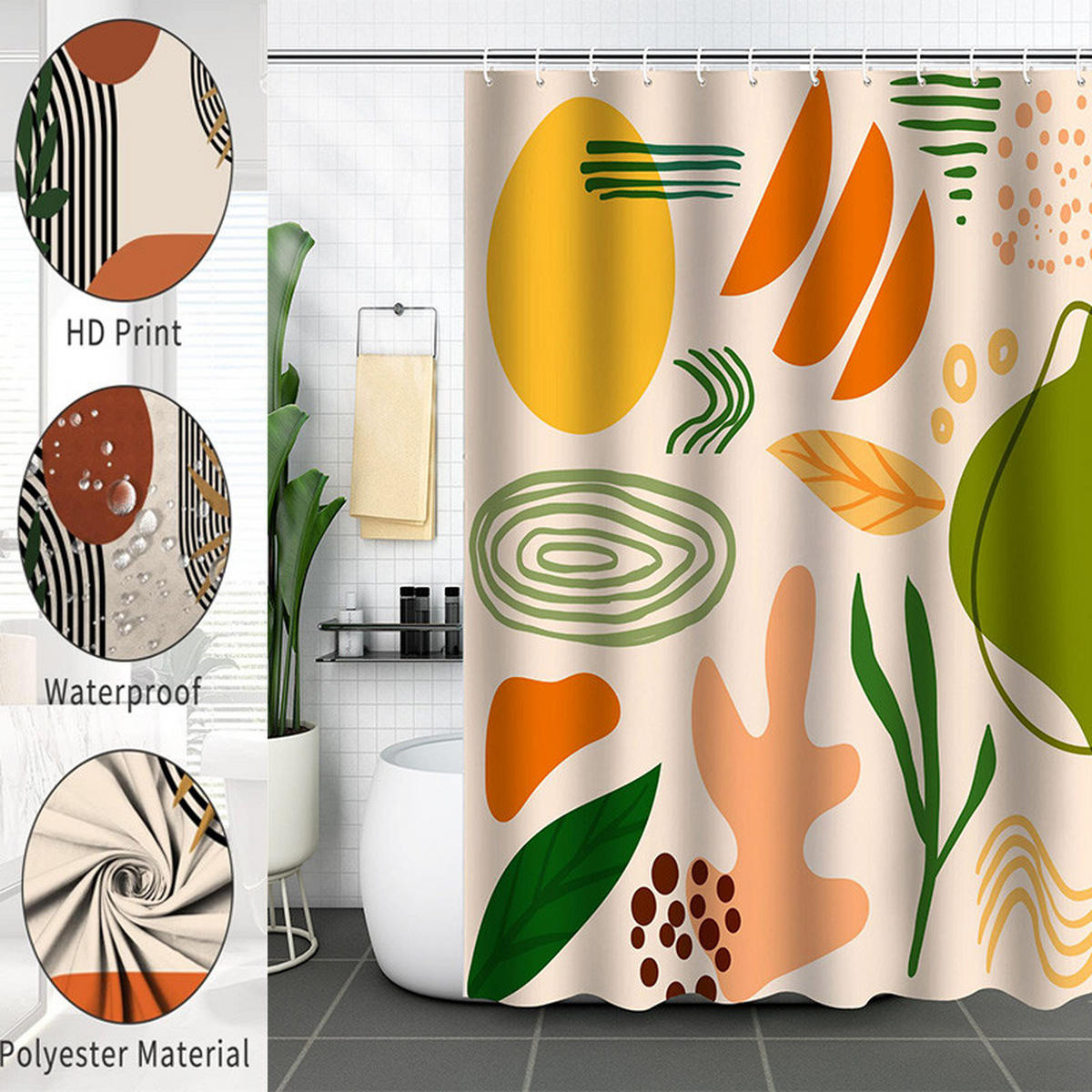 DUSCHVORHANG schlicht modern 180 cm waschbar wasserdicht mit Haken Badezimmer - Multicolor, Kunststoff (180/180cm) - MCBOSON