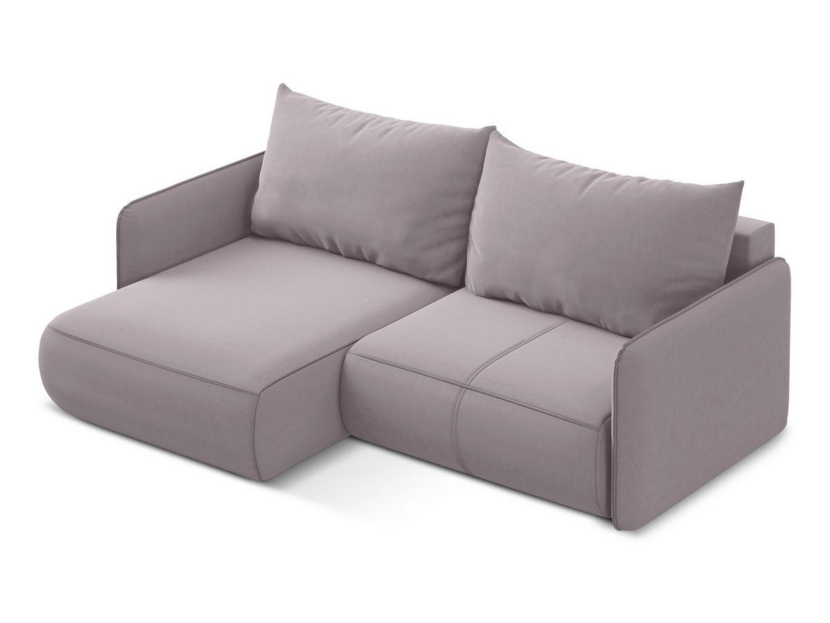 ECKSOFA mit Schlaffunktion Samt Stoff Violett - Lila/Flieder, Kunststoff/Textil (148/207cm) - Makamii