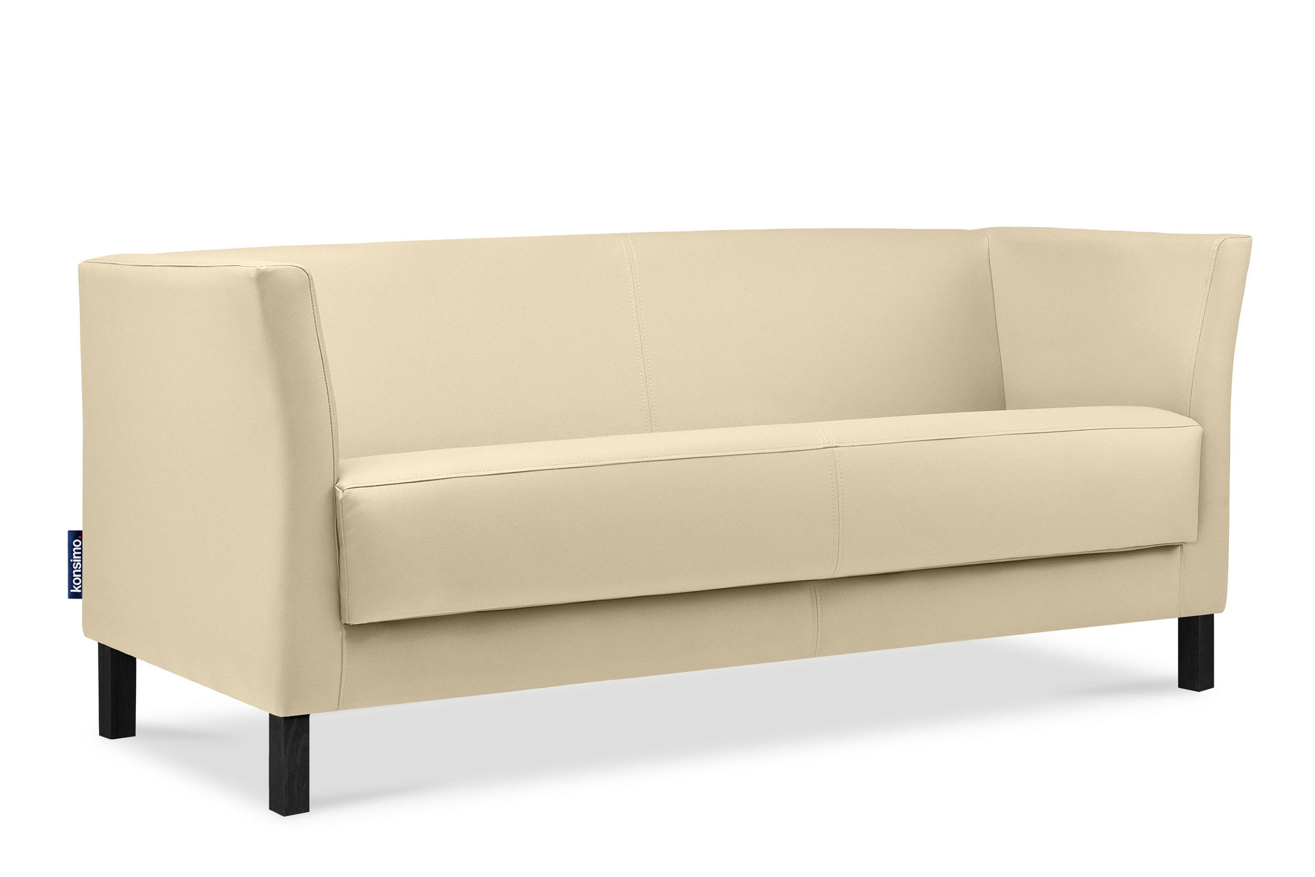 3-SITZER-SOFA ESPECTO Lederoptik, cremig - Creme/Schwarz, Textil (67/71/171cm) - KONSIMO®