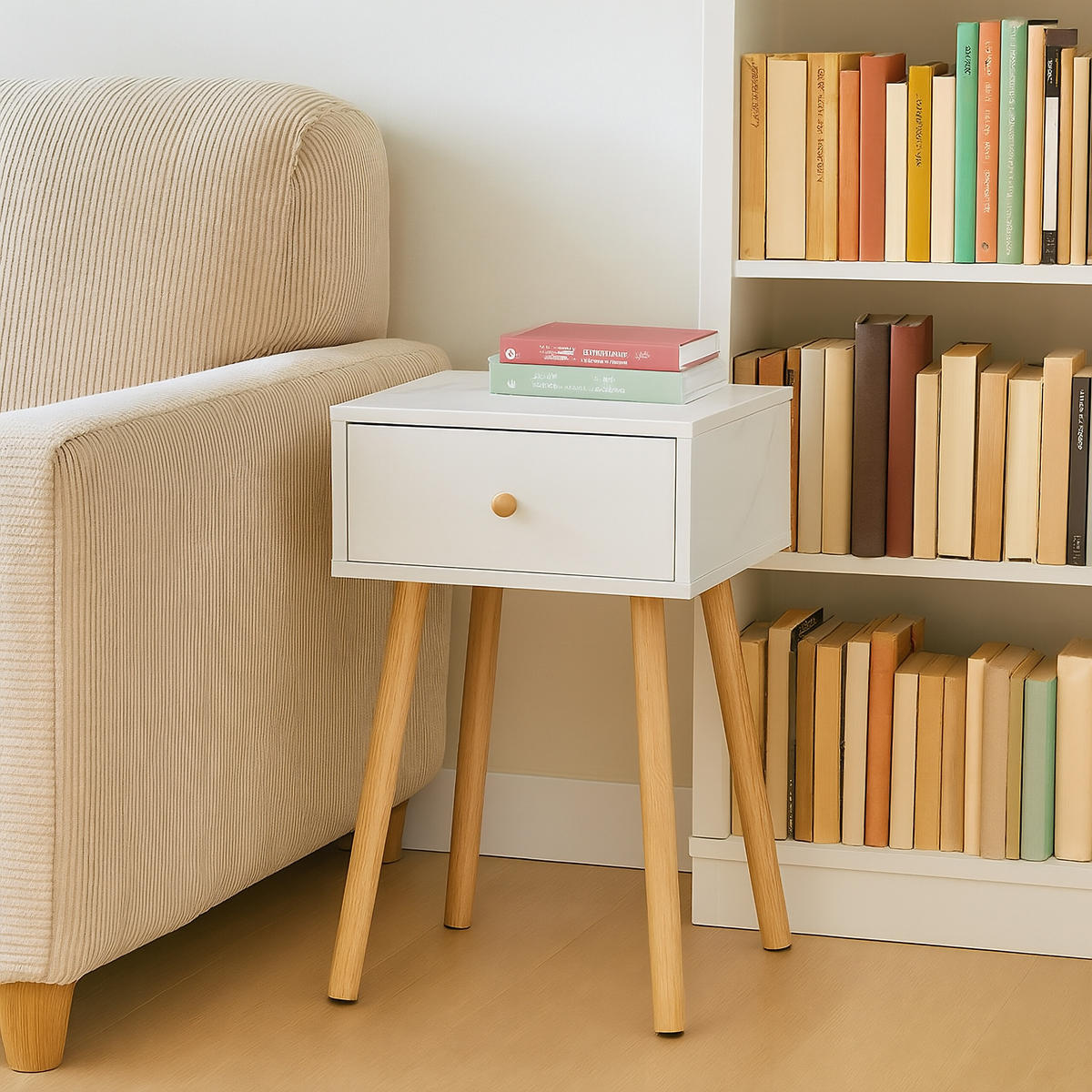 NACHTTISCH - Weiß, Holz/Holzwerkstoff (40/55/32cm) - Relaxdays