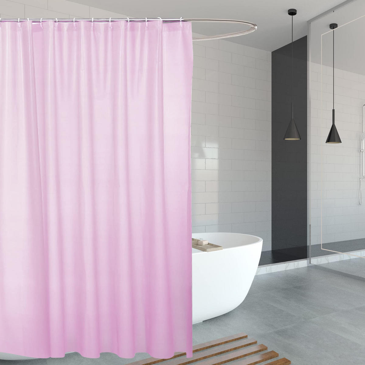 DUSCHVORHANG wasserdicht waschbar mit Haken Rosa hell - Pink, Kunststoff (180/180cm) - MCBOSON