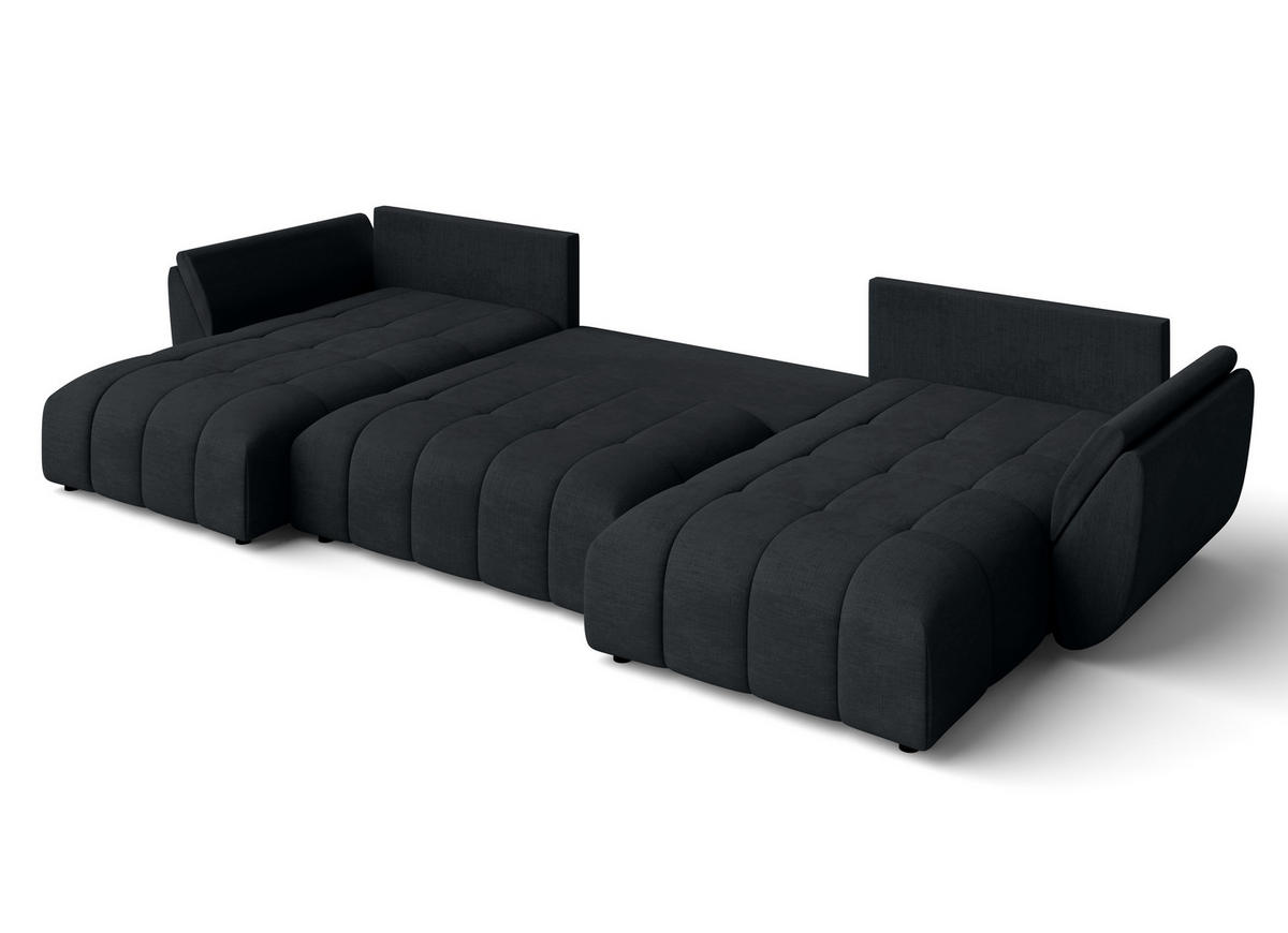 WOHNLANDSCHAFT Antalya Schwarz 382/190/91 cm – Sofa mit Bettfunktion - Schwarz, Kunststoff/Textil (382/91/190cm) - AX Living