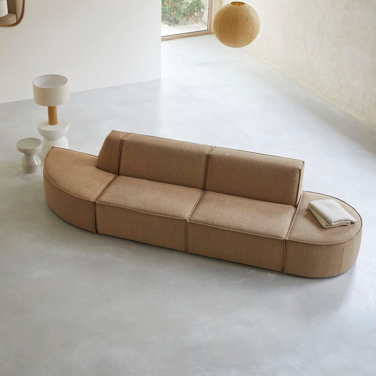 SOFA Dario Braun aus Stoff - Braun, Textil (340/75/93cm) - Tikamoon