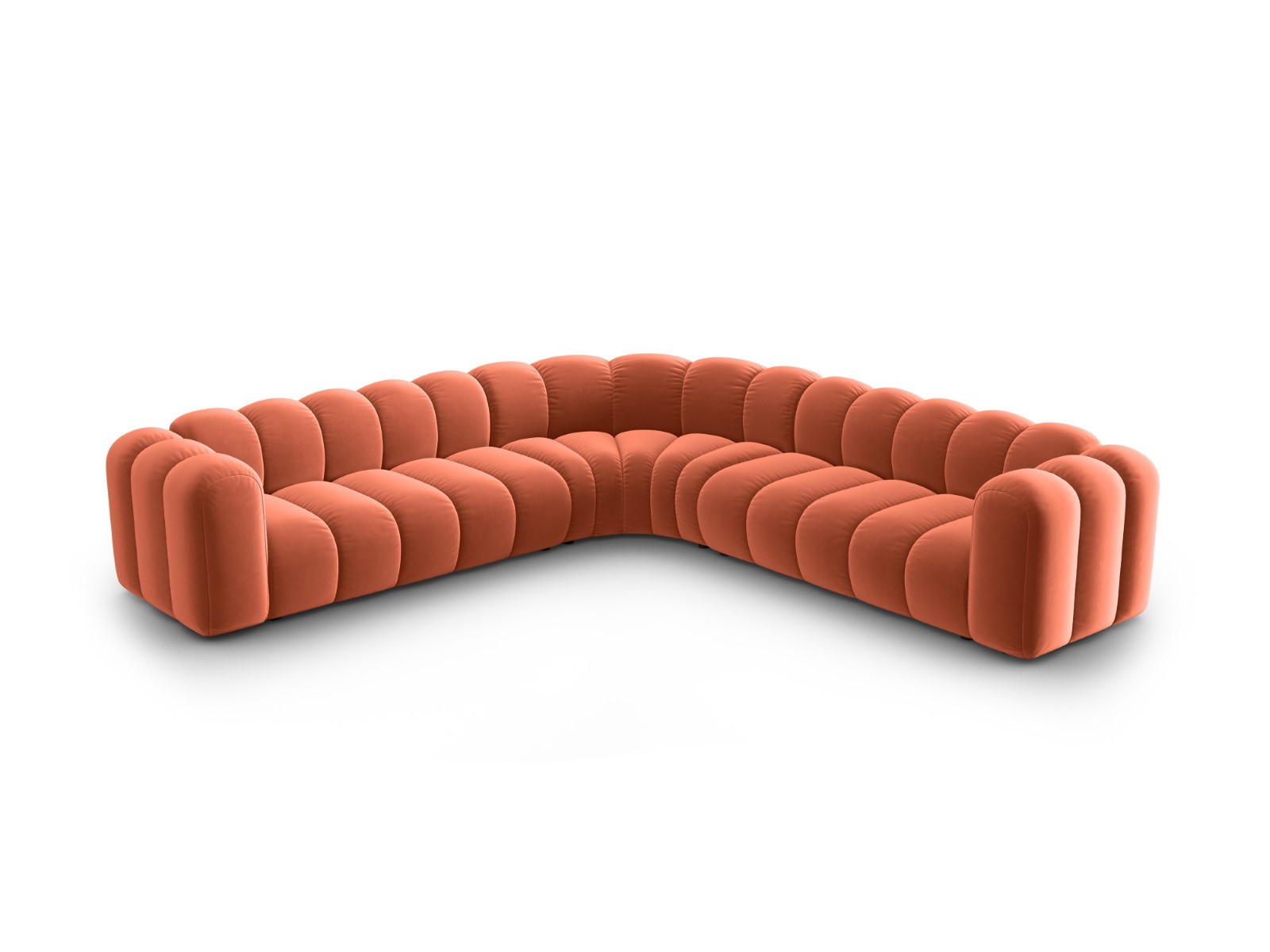 ECKSOFA symmetrisch modular Lupine aus Samt koralle 5 Sitzplätze - Koralle, Textil (309/309cm) - Micadoni