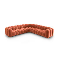 ECKSOFA symmetrisch modular Lupine aus Samt koralle 5 Sitzplätze - Koralle, Textil (309/309cm) - Micadoni