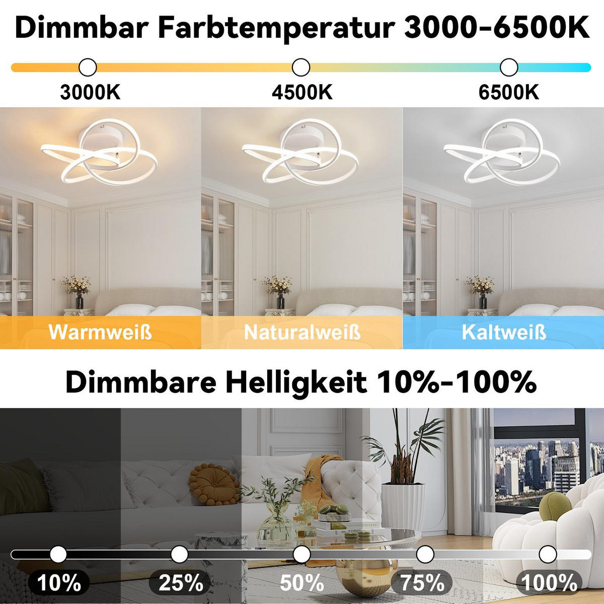 LED DECKENLEUCHTE FORD II 42/45/16 cm - Weiß, Metall (45/42/16cm) - Nettlife