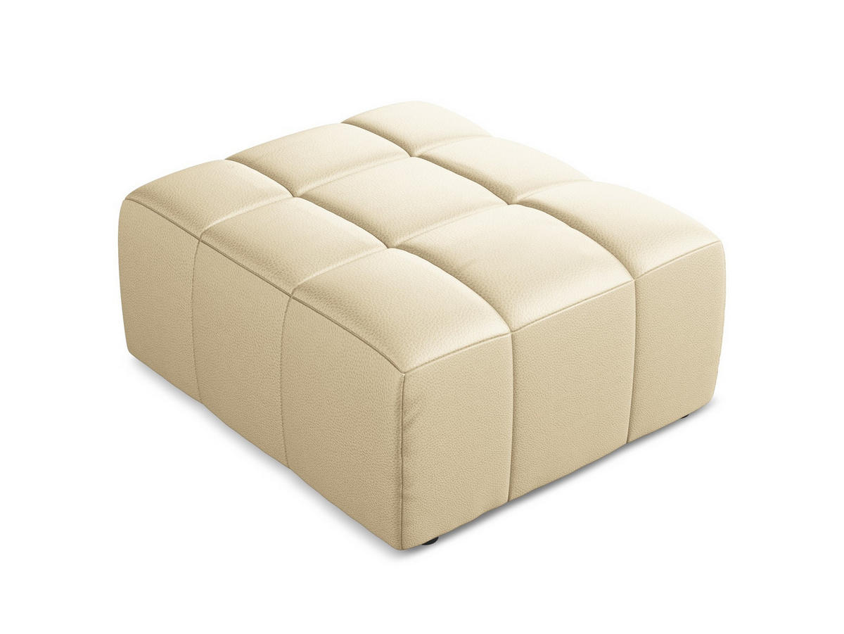 POUF Kunstleder Beige - Beige/Schwarz, Holzwerkstoff/Kunststoff (75/41/90cm) - Makamii