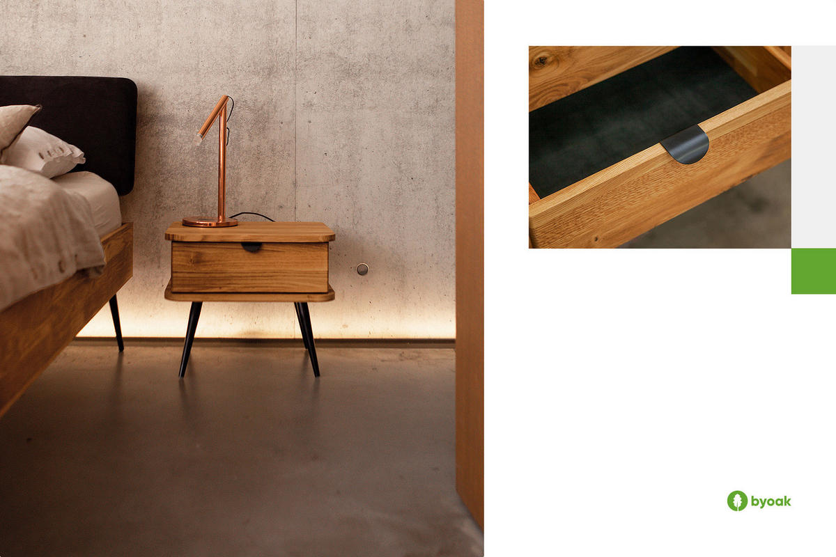 NACHTTISCH LINA - Wildeiche, Holz (50/42/41cm) - byoak