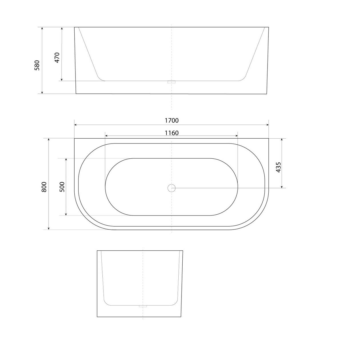 BADEWANNE freistehend F07 170x80cm - Weiß, Glas/Kunststoff (80/58/170cm) - AcquaVapore by Sandra Jentho