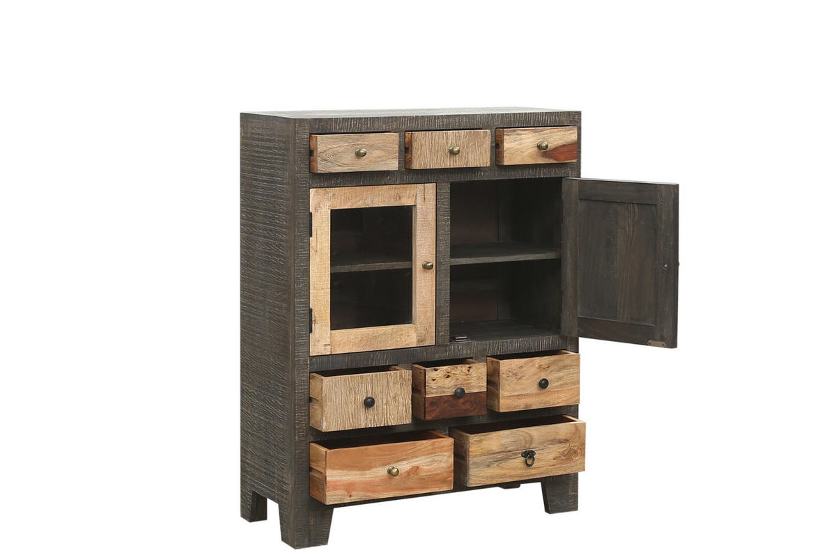 KOMMODE Erik Mangoholz Mehrfarbig 118x40x90cm - Multicolor, Holz (40/118/90cm) - DELUKE