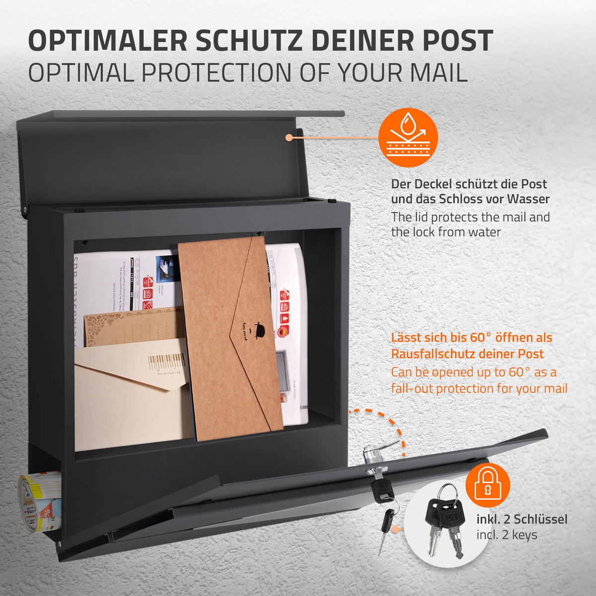 BRIEFKASTEN Anthrazit-Silber mit bepflanzbarem Ständer - Anthrazit, Metall (120cm) - ML-DESIGN